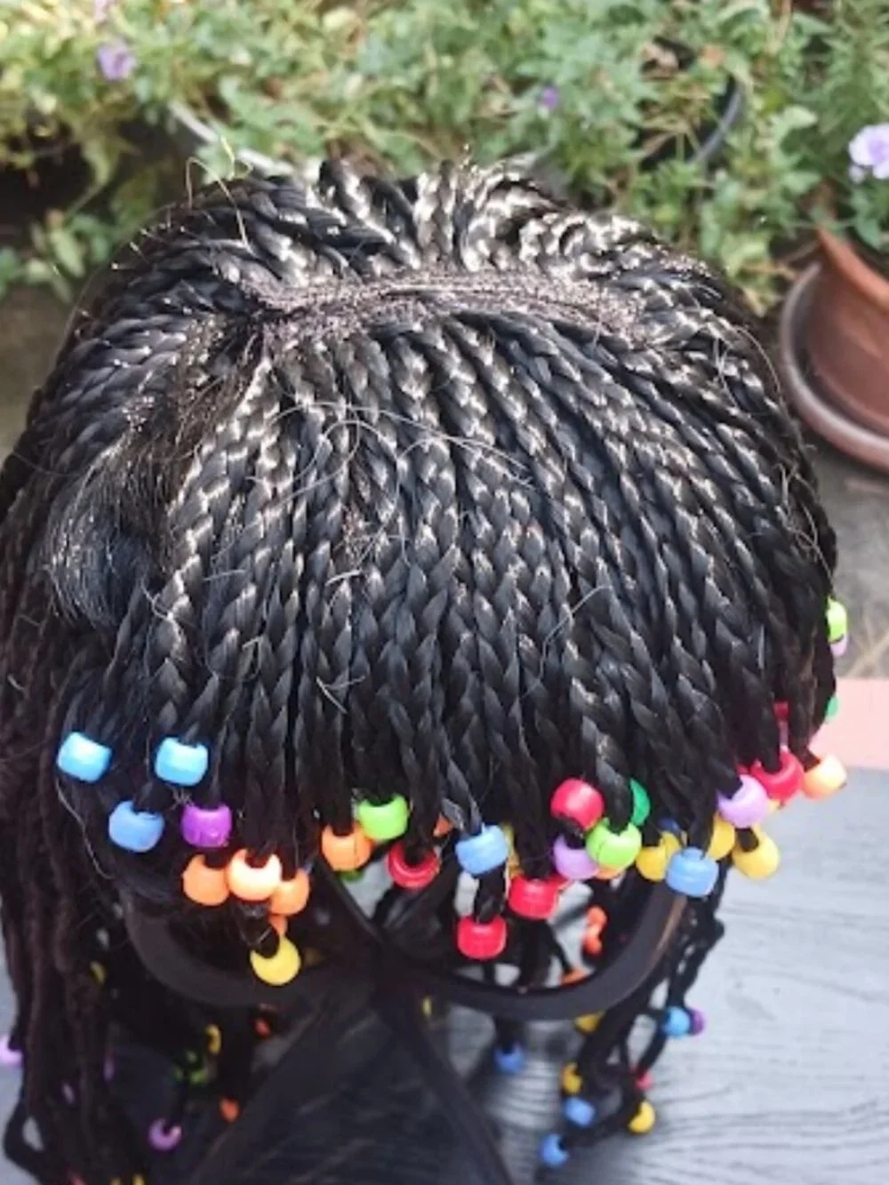 Black Braided Costume Wig Colorful Beads Unisex-Retro-Hippy-Egyptian Queen